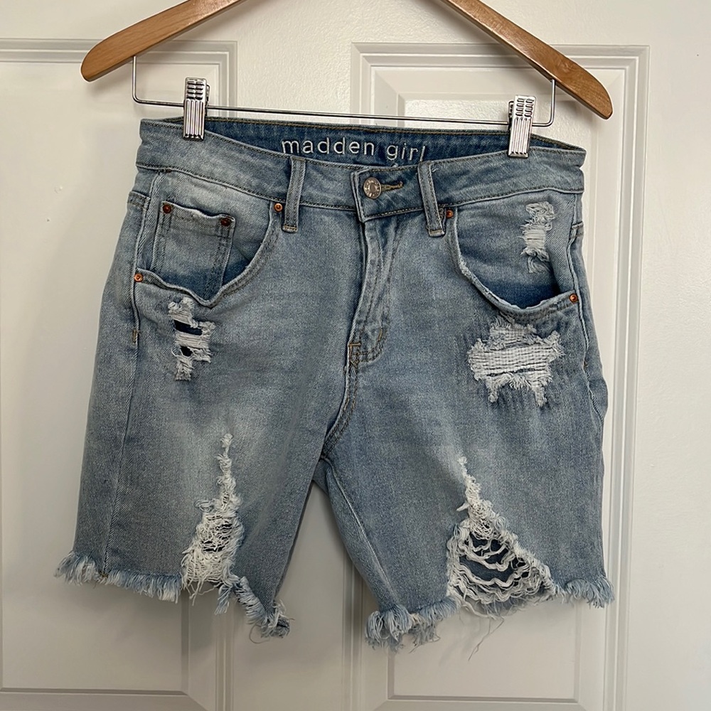 Madden Girl Distressed Denim Bermuda Short